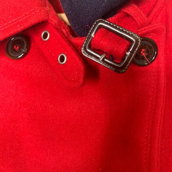 Tommy Hilfiger American Classic Red Double Breasted 60% Wool Pea Coat in Size 12 - Picture 4 of 9